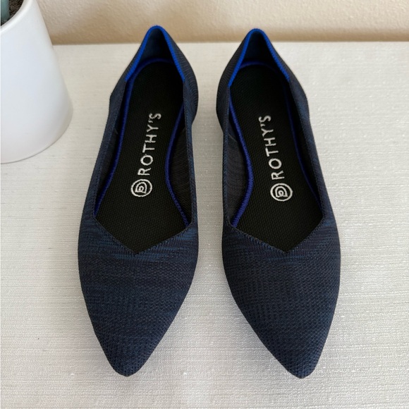 Rothy's Navy Blue Mesh Pointed Toe Flats - Picture 1 of 11